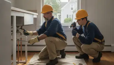 Providence, RI plumbing repair technician fixing a residential leak for plumbersinprovidenceri-new.com