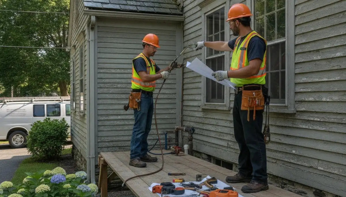 Providence, RI plumber repairing a residential pipe leak for local plumbing service