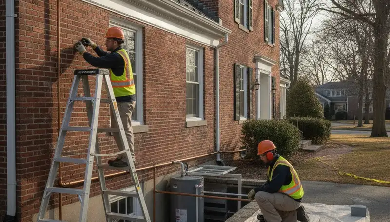 Providence RI plumbing repair technician servicing a residential sink leak