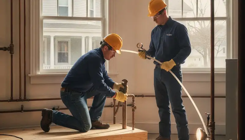 Providence, RI plumber repairing a sink leak for residential plumbing service