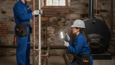 Providence RI plumber repairing a leaky pipe for a local plumbing service