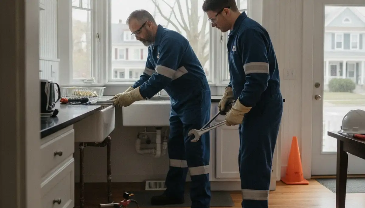 Providence, RI plumber repairing a leaking pipe for residential plumbing service