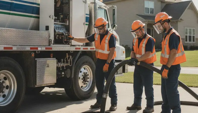 Providence, RI septic pumping service truck for residential plumbing maintenance