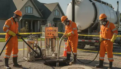 Providence, RI plumber cleaning a septic tank for home maintenance