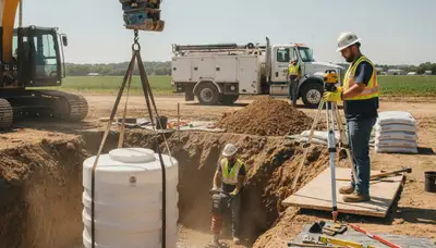 Providence, RI plumbers installing a septic tank for a residential plumbing service