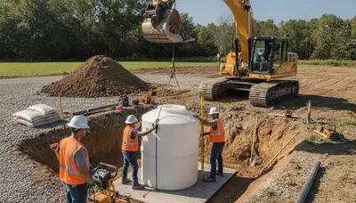 Septic tank installation for Providence, RI home by professional plumbers