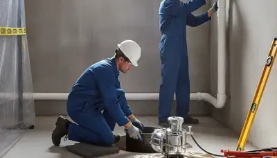 Providence, RI plumber installing sump pump to protect a home from basement flooding