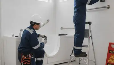 Providence, RI plumber installing a walk-in tub for safer home bathing and accessibility