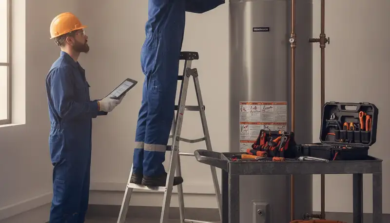 Providence, RI plumber repairing a water heater for reliable home hot water service